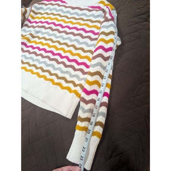 Cheerful long sleeve knit multicolor striped sweater by Lou & Grey for Loft, XS - Picture 8 of 9